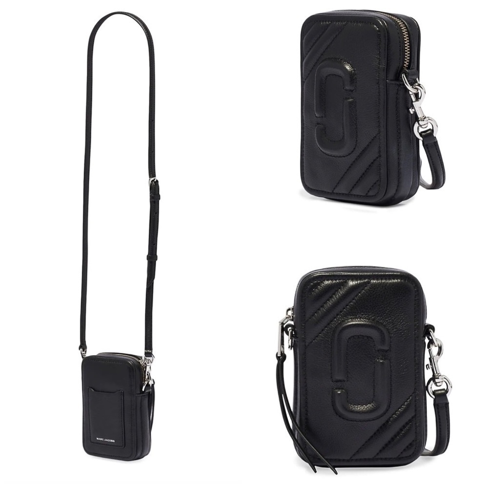 Marc Jacobs Logo Leather Phone Crossbody Bag Black - Picture 13 of 13